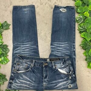 Y2K Marc Ecko Cut & Sew Distressed Dark Wash Jeans